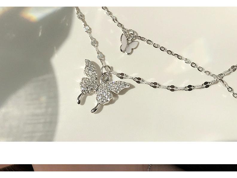 S925 Silver Double Layer Butterfly Necklace – Elegant European & American Design