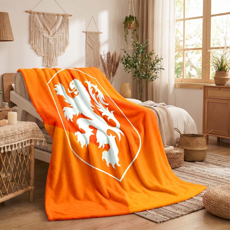 Netherlands National Football Team Print Flannel Blanket Soft Warm Sofa Bed Throw Blanket For Home Office Bedroom