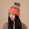 Pompoms Contrast Color Winter Hat Knitted Slouch Skull Hat Adjustable for Outdoor Activity Everyday Use Head Accessory