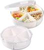 1PCS Veggie Tray with Lid,Removable Divided Platter Food Storage Containers, Square Divided Fruit Tray with 4 Compartments for Party,Snacks, Vegetabl