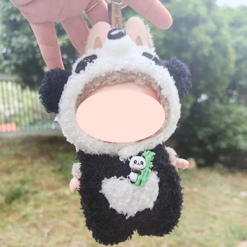 1517Cm Plush Doll Clothes For Labubu Doll'S Clothes Dinosaur Animal Suit Black Suit Rose Crown Outfit Accessories Doll Clothing