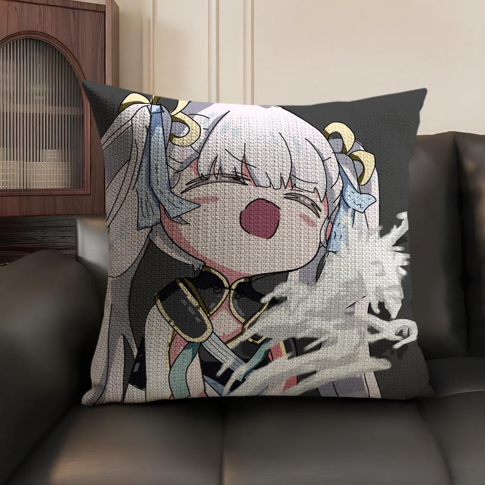 Jinhsi Cute Wuthering Waves Cushion Cover Natural Linen Organic Fabric DoubleSided Printing Sofa Home Decor Gift Pillow Case
