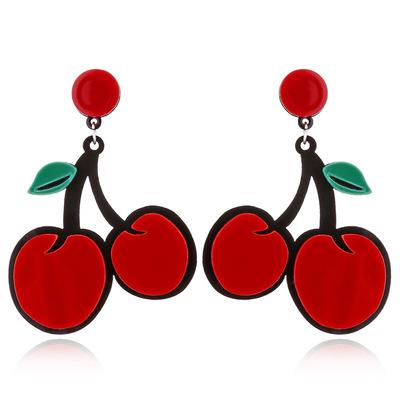 Trendy Funny Fruit Vegetables Acrylic Women's Drop Earrings Cute Strawberry Watermelon Lemon Cherry Dangle Earring Party Jewelry