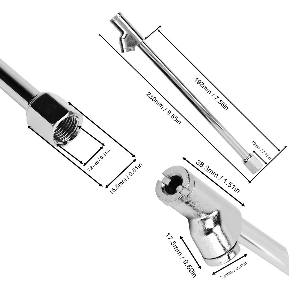 2PCS Aluminium Alloy Dual Head Air Chuck Push-on collet Extension Stem Tire pressure check