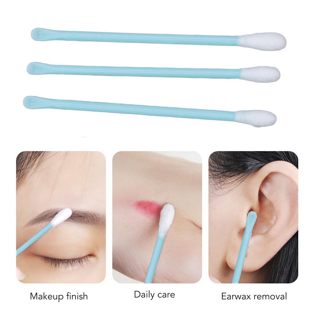 100PCS 2 in 1 Cotton Swabs Double Head Cleaning Ear Scoop Cotton Swab Disposable Makeup Remover Tool with Storage Box