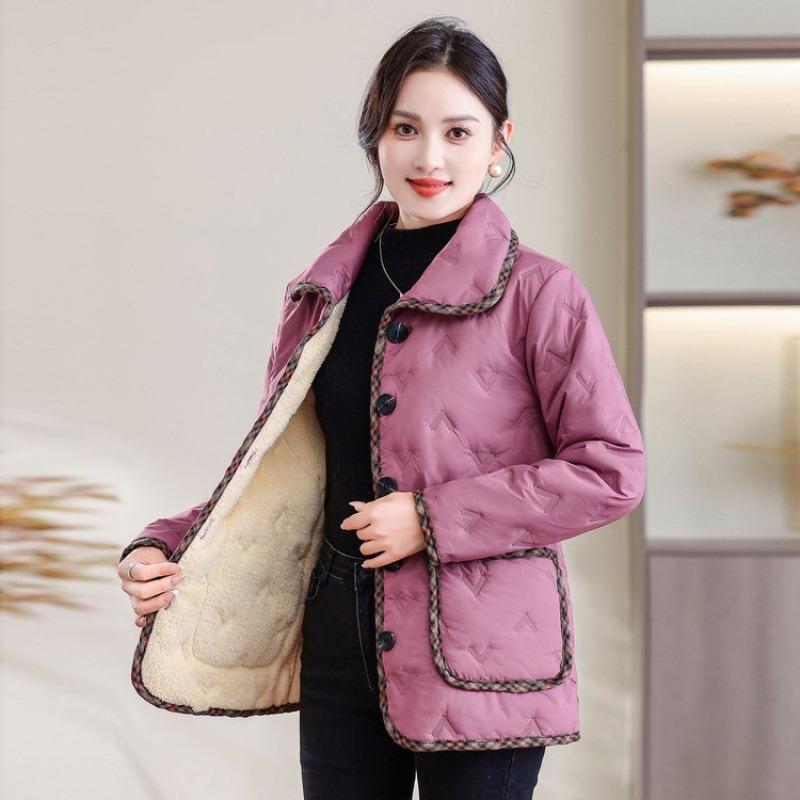 Winter Warm, Piled, Thickened Cotton-padded Clothes, Lapel Collar Short Jacket, Casual Wear, Loose Large Size Cotton Clothes.