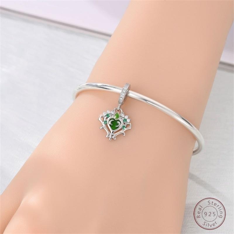 New Original Copper Charms Bead Luminous Rose Cat Planet Star Moon Pendant Fit Women Bracelet Necklace Jewelry Gift