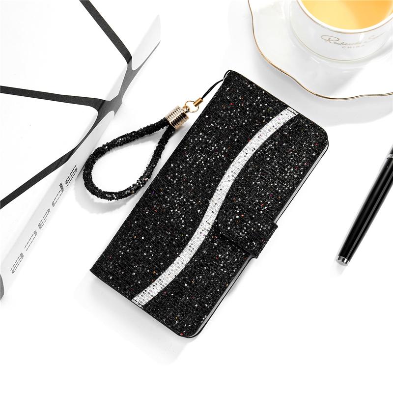 Glitter Leather Case For iPhone 13 11 12 14 15 16 17 Pro XS Max Mini XR X 8 7 Plus SE 2020 2022 SE3 Air 16E 17E Flip Case Cover