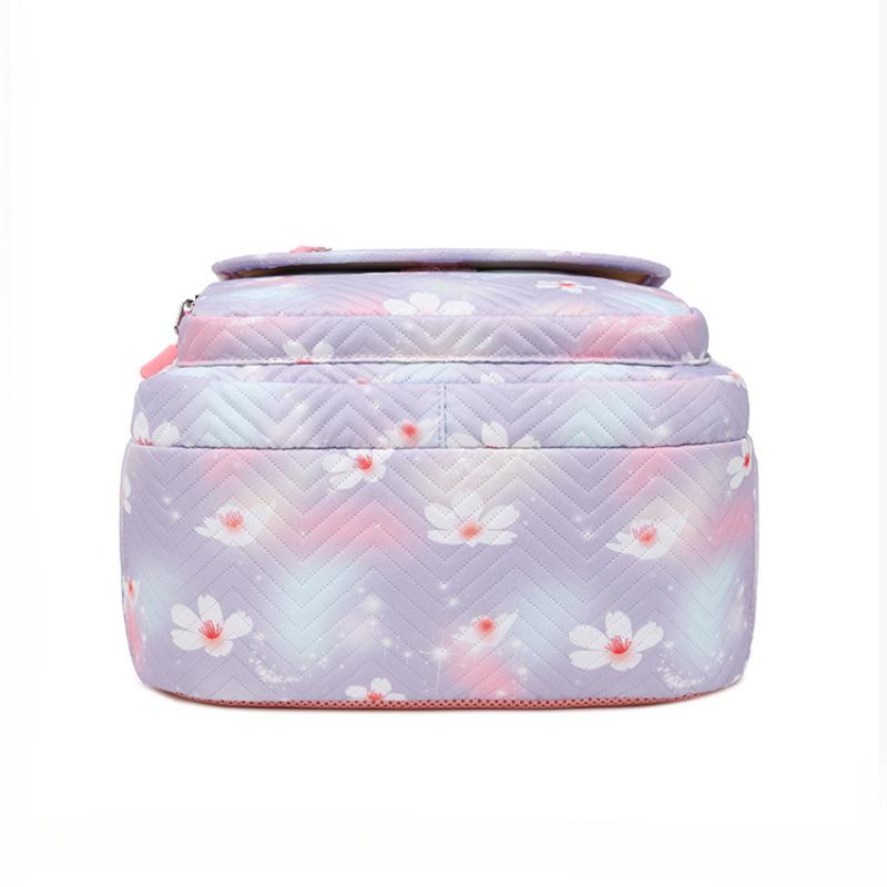 Jesień Nowy Zestaw 3 szt. Plecaki z Nadrukiem Kwiatowym, Uroczy Słodki Plecak dla Ucznia Szkoły Podstawowej Klasy 1-3-6, Modna Torba na Książki z Podwójnym Ramieniem z Torbą na Bento i Piórnikiem