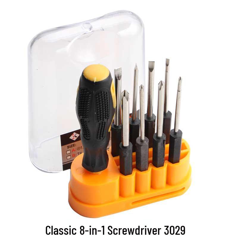 Compact 9-in-1 Multi-tool Screwdriver Set for Computer Repair 8-in-1 Screwdriver Yellow Box (2039)