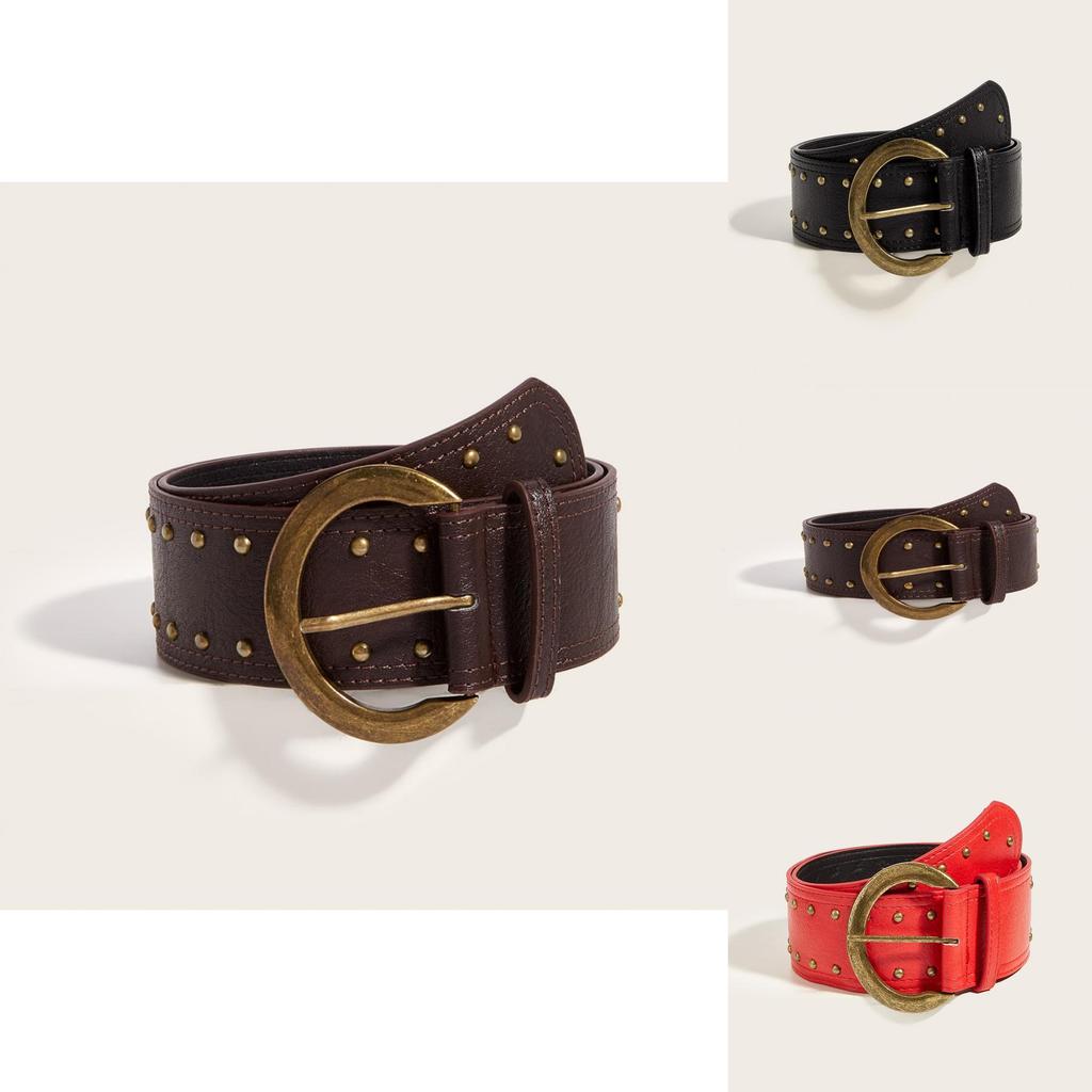 Punk Rock Chain Buckle Belt With Faux Leather Material For Trendy Streetwear