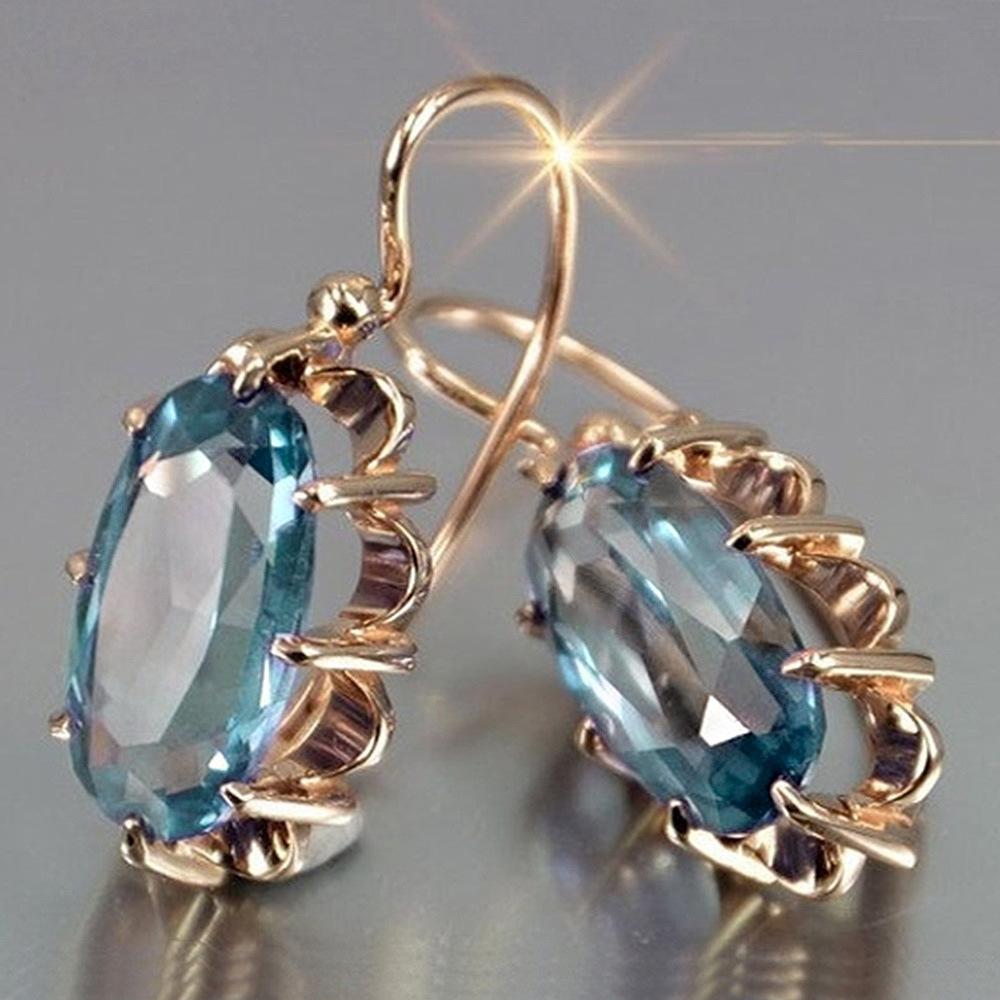 New European and American Luxury Fashion Gem-studded Large Gold Eight-claw Buckle Earrings Ear Hooks for Girlfriend As A Gift