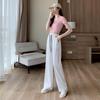 2025 Women's Checkered Wide-Leg Ice Silk Pants - Slim-Fit, High-Waisted, Draped, Summer & Spring