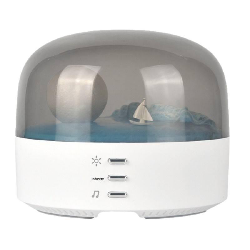 Creative Crescent Bluetooth Speaker and Rechargeable Eye-Friendly Bedside Night Light with Stepless Dimming.