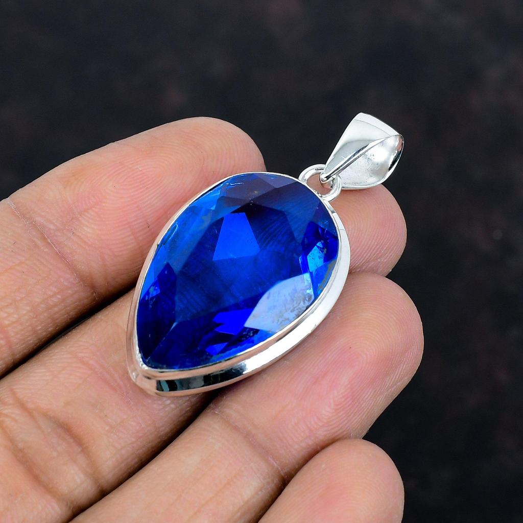 Faceted Tanzanite Quartz Pendant Gemstone Pendant 925 Sterling Silver Pendant Handmade Brand New Jewelry Healing Stone Pendant Gifts for Her