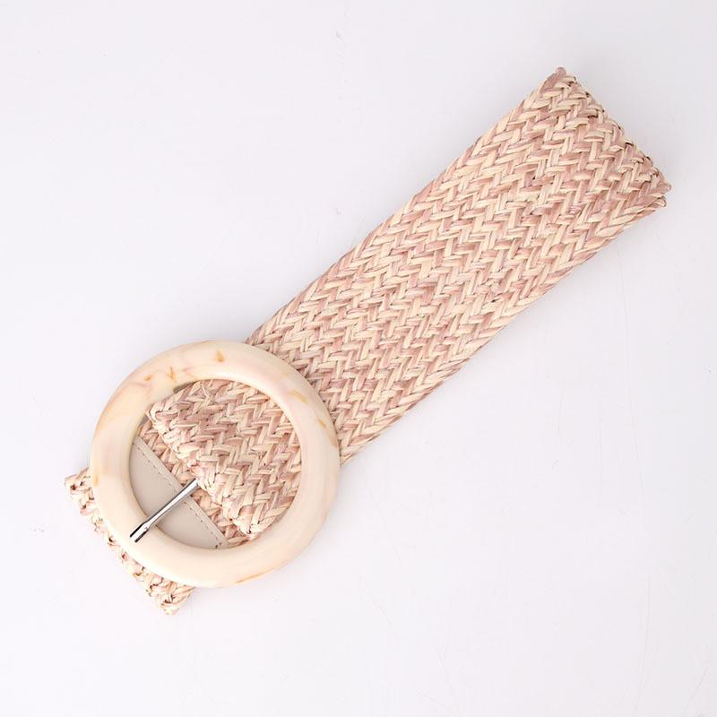 Bohemian Womens Fashion Wide Faux Grass Weave Belt For Dresses And Blouses