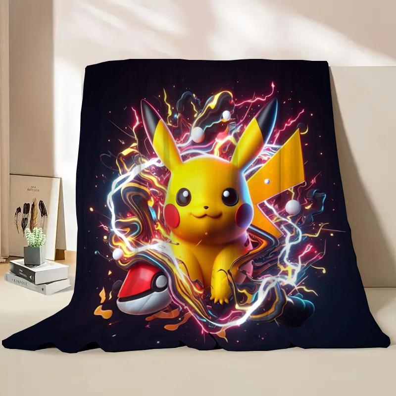 Anime Pokemon Flannel Fluffy Soft Blanket Pikachu Home Sofa Lunch Break,Throw Blanket For Kids Student Bed Blanket Nap Cover