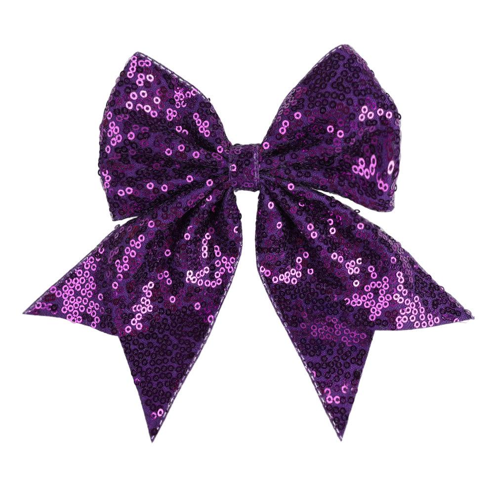 June 1st Sparkly Sequin Swallowtail Bow Hair Clip for Girls - Cheerleading Hair Accessory фиолетовый