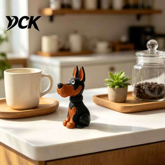 Artistic Shelf Accent Doberman Wooden Ornament, Hand Carved Creative Sculpture, Cute Craft Dog Figurine for Home And Entryway Handmade Birthday Gift
