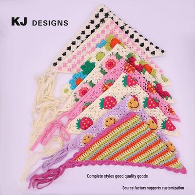 Foulard Triangle Marguerites Tricoté Main Kengjie Cravate pour Cheveux pour Femmes