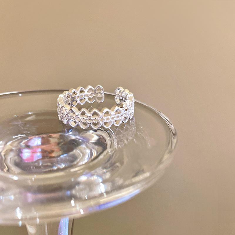 Elegant Floral Lace Adjustable Ring for Women Open Adjustable