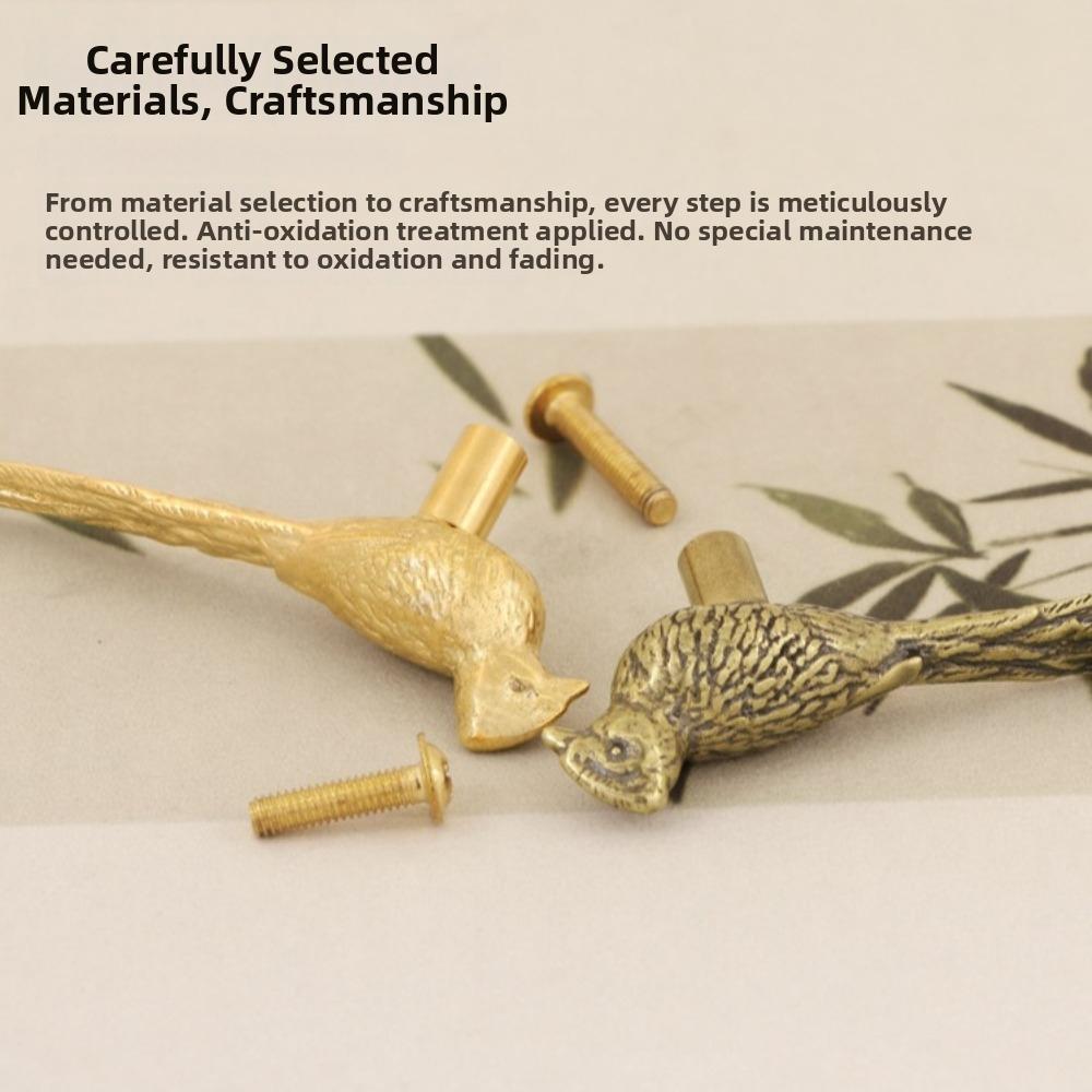 Vintage Longtail Bird Brass Handle Furniture Hardware Wardrobe Drawer Pulls Furniture