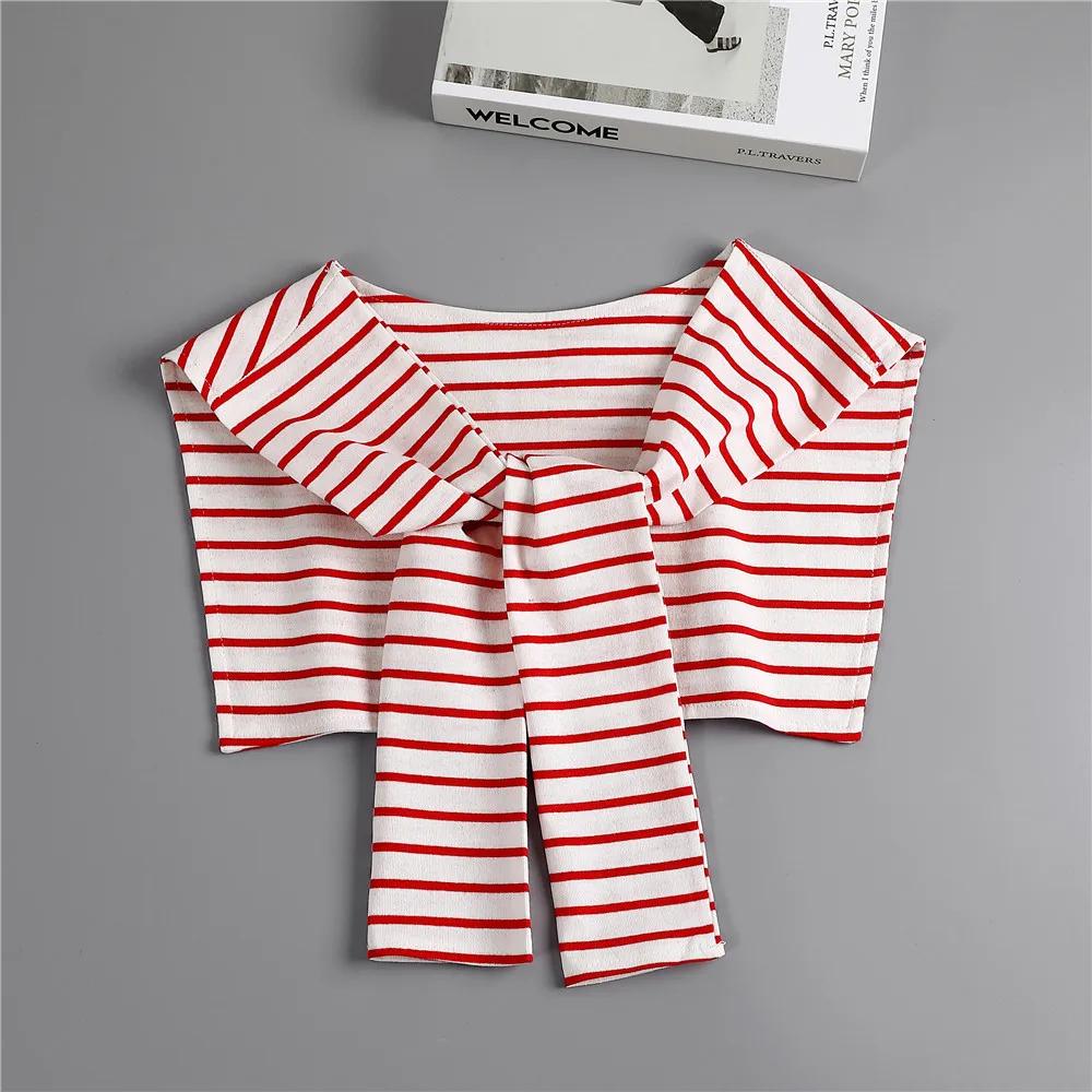 Fashion Knitted Fake Collar Shawl Ladies Shoulder Wrap Removable Detachable Collar for Women Striped False Collar