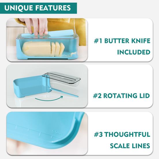 Unbreakable Butter Dish with Clear Lid Convenient Butter Storage And Easy Cutting Kitchen Supplies