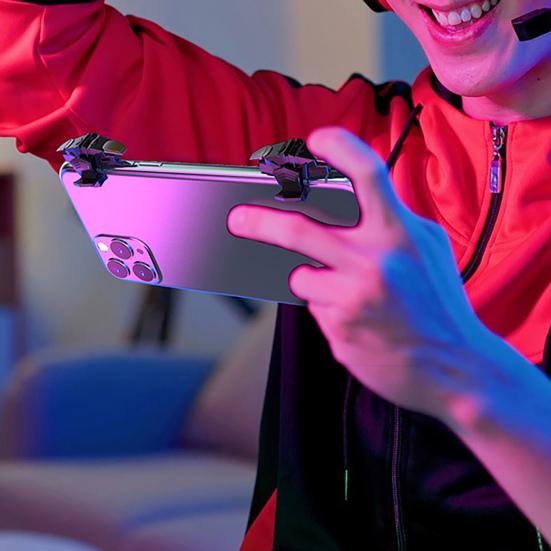 A1 Mobile Gaming Trigger Professional RGB Lighting Vibration Type Aim Shooting Game Controller Gamepad Pulse Key Button for Mobile Phone