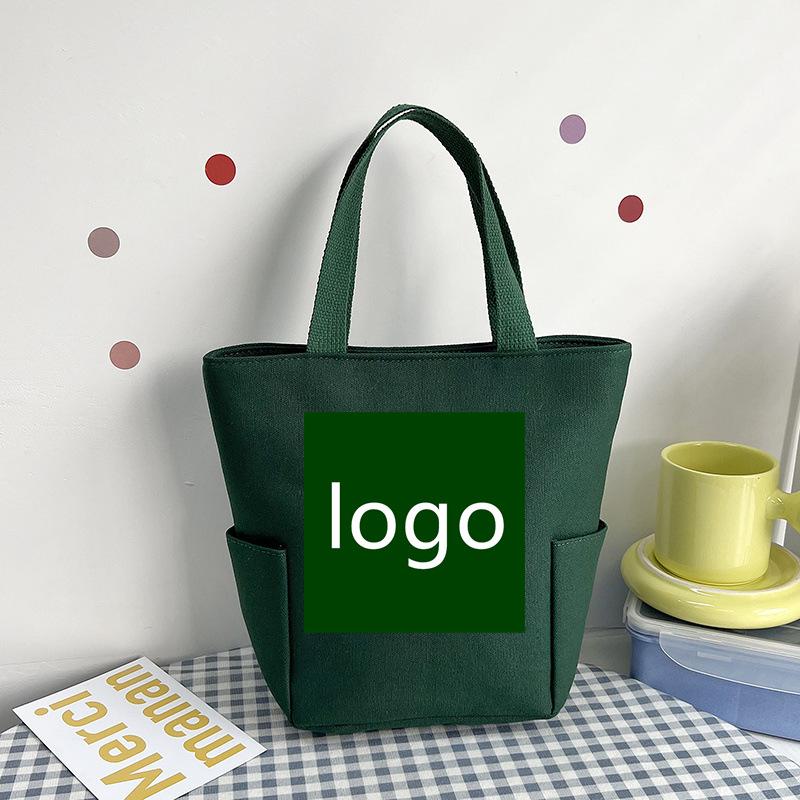 Patterned printed canvas bag, Japanese-style portable lunch box bag, handheld bento bag, multi-function bag