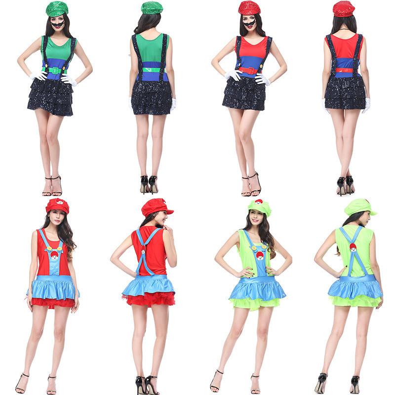 Stylish Mario Anime Game Costume Perfect For Halloween Womens Super Mario Outfit