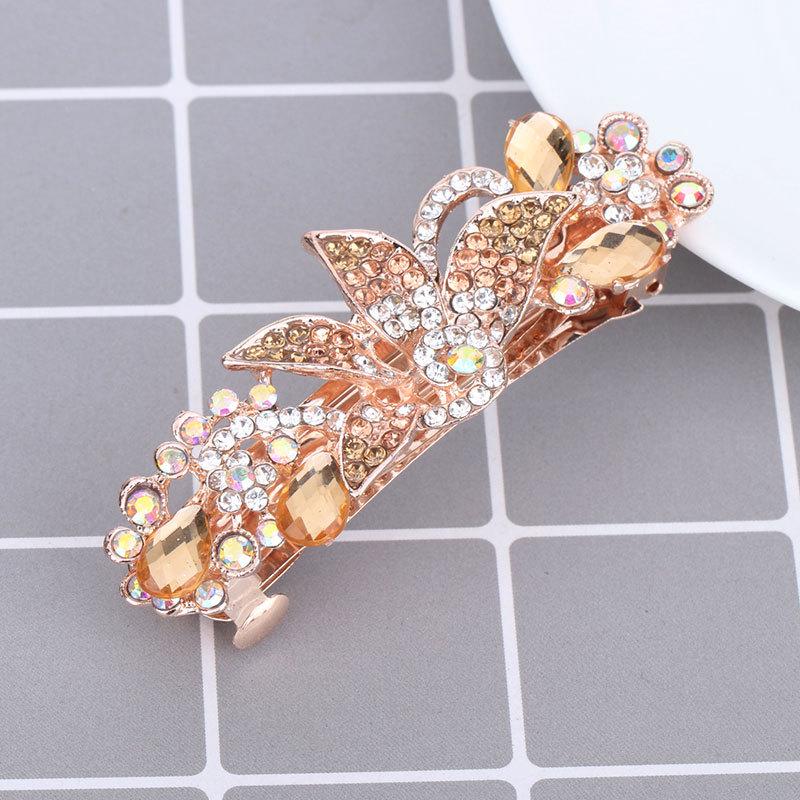 Mengpei Large Crystal Flower Hair Clip: Elegant Rhinestone Ponytail Accessory for Women.
