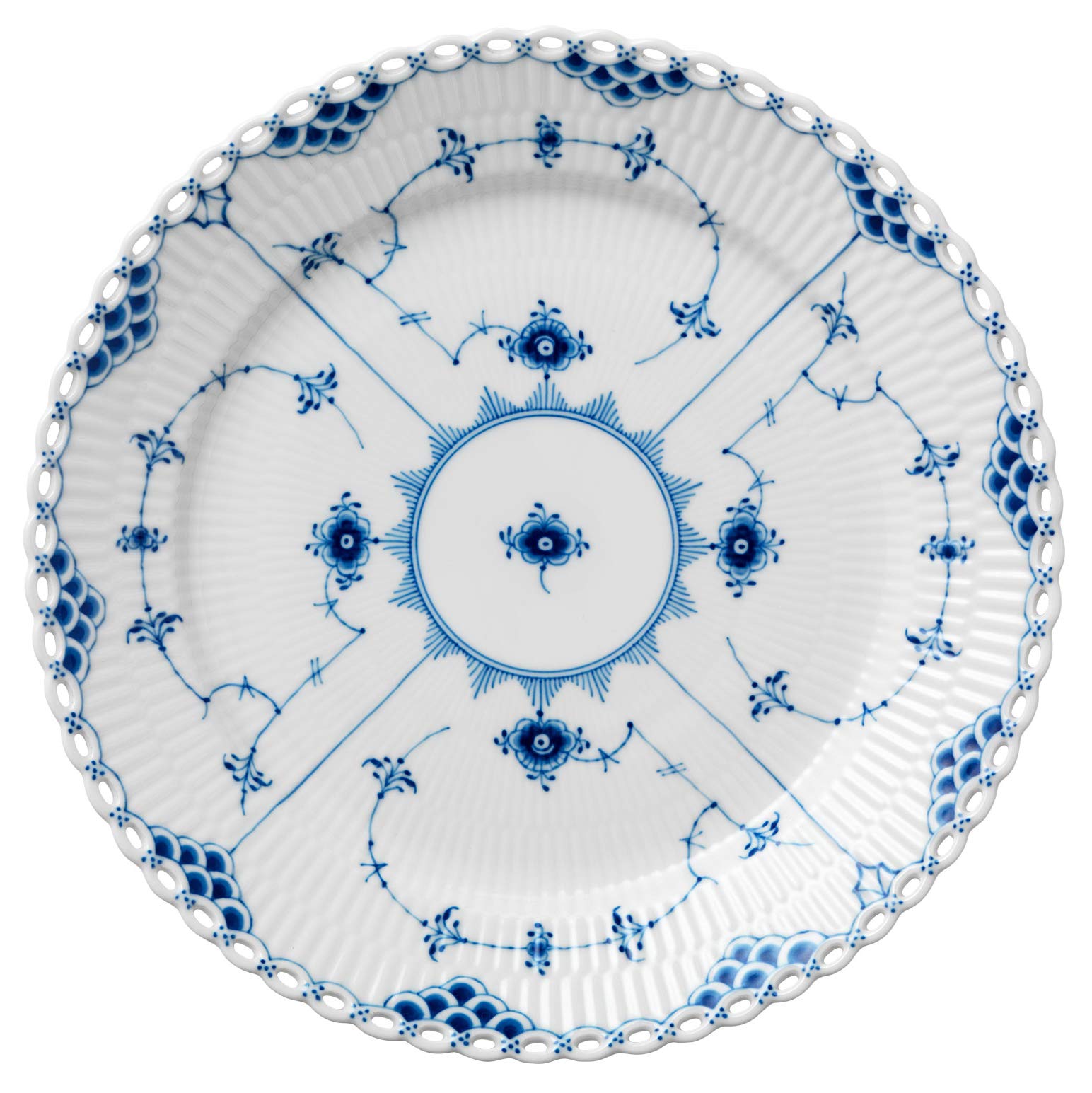 

Imported Royal Copenhagen Blue Fluted Full Lace Plate Dish 27cm Wedding Gift Present 1017240 [Regular Product] білий