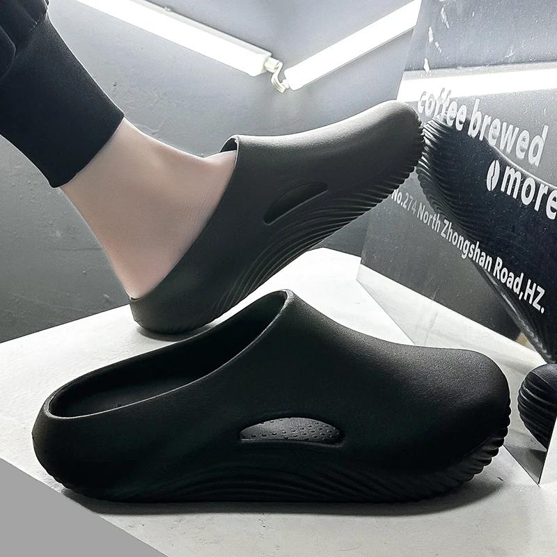 Breathable Men Slippers WaterProof Anti Skid Chef Shoe Slip on Casual Home Slippers Lightweight Beach Sandals Male Garden Clogs