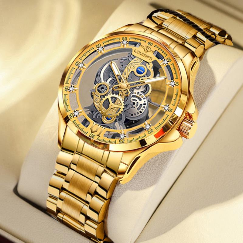 2023 Doppelseitige Skelett-Herren-Automatik-Business-Uhr – wasserdicht, leuchtend