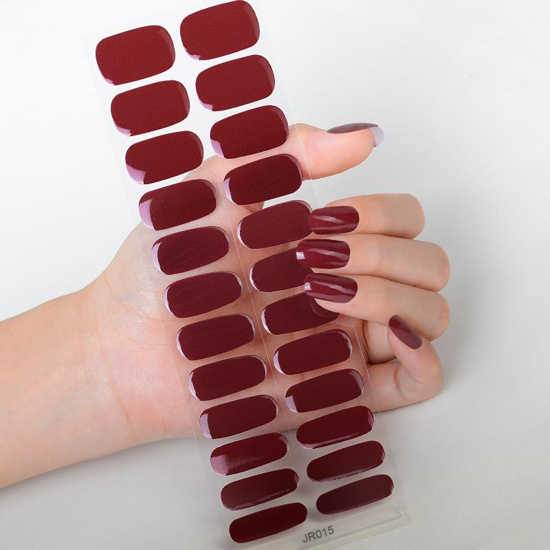 Новые наклейки для УФ-фототерапии в китайском стиле, полуобработанные наклейки для ногтей, водостойкие полноразмерные наклейки, гелевые полуобработанные наклейки для ногтей на 24 пальца JR015