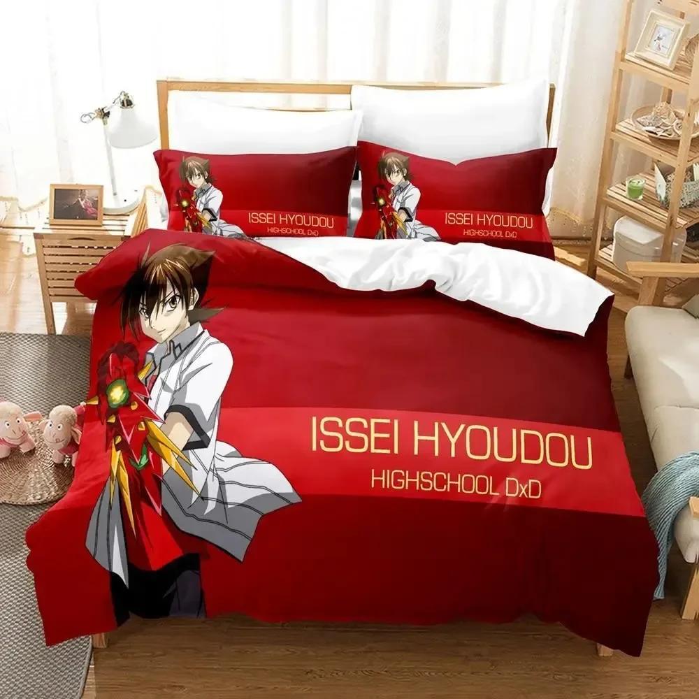 New Kawaii High School DxD Bedding Set Duvet Cover Sheet Printed Bed Set Pillowcase Bed Full Queen King Size Comforter Bedroom
