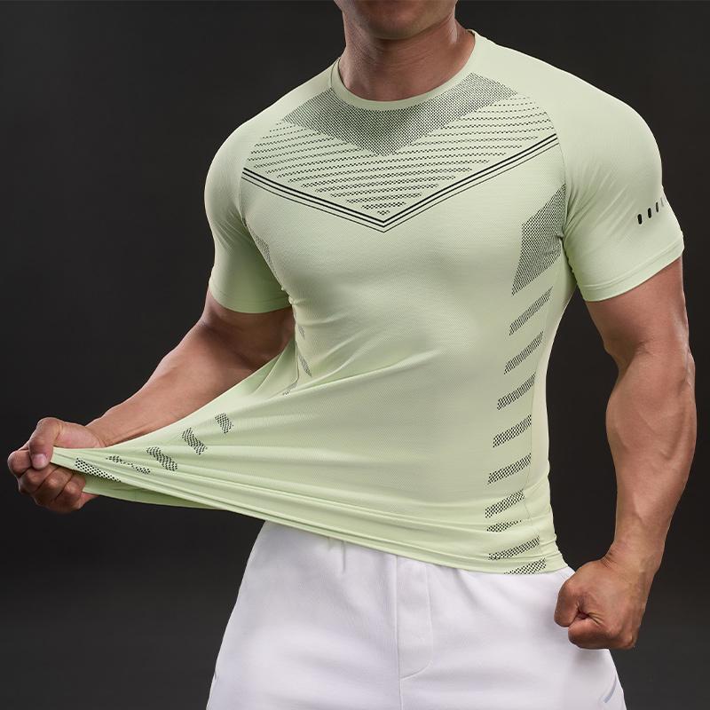 Summer New American Style Casual Short-sleeved T-shirt Fashionable Sports Slim Elastic Fitness Outdoor T-shirt