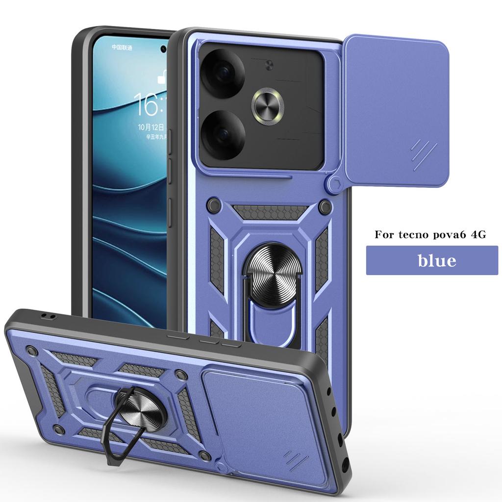 For Tecno Pova 6 Case Tecno Pova 6 Pro Cover Pova 6 Pro 5G Magnetic Ring Holder Armor Phone Case Slide Camera Protect Back Cover