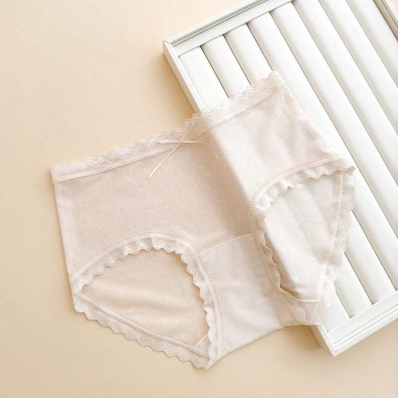 Girls Summer Ultra Thin Pure Sexy Lace Romantic Jacquard Mesh Cotton Crotch Waist Triangle Briefs
