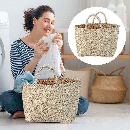 Корзина для белья из ткани Boho стеганая корзина для хранения с цветочным принтом переносная складная сумка-корзина с ручками для домашней одежды и всяких мелочей B 1655₽