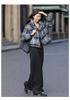2026 Women's Winter Retro Plaid Cotton Jacket - Short, Thick, Stand Collar, Loose Fit, Warm Outerwear for Petite Students