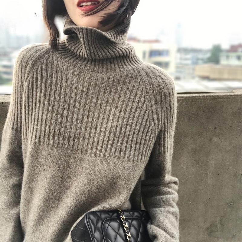 Sexy Turtleneck Womens Sweaters Casual Pullovers Solid Long Sleeve Korean Top Knit Sweater Women Winter Plus Size