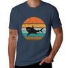 Vintage Retro Shark Silhouette Funny Tshirt Construction Work Tee Shirt