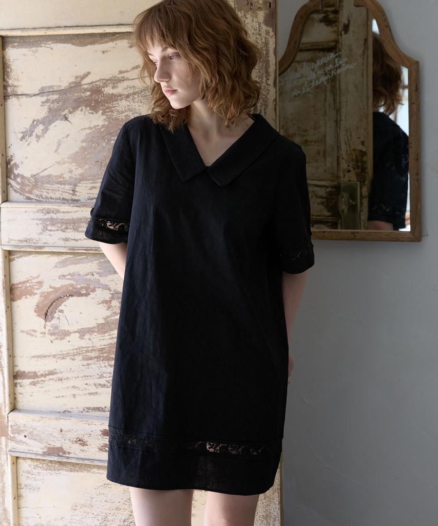 Wioi Vintage Lace Hem Mini Dress_Black
