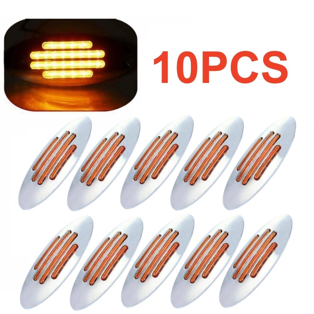 

10 шт. Боковые фонари Караван Прицеп Светодиодное освещение 12 В Грузовик Задние габаритные огни Боковые габаритные огни Габаритные 24 светодиода Хром для Freightliner