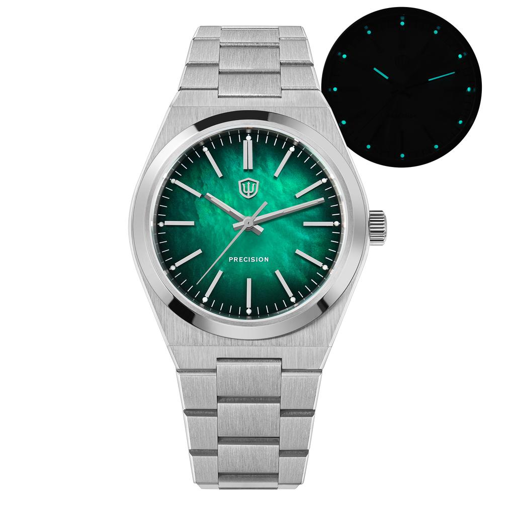 Watchdives WD0012B Watch VH31 Sweep Quartz 37mm Slim 9.35mm Sapphire AR 100M Water Resistant Super-LumiNova BGW9 Watches
