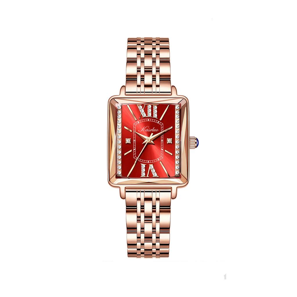 Petite Montre Carrée Femme Niche Luxe Léger Carrée Rétro Incrustée de Diamants Mode Étanche Tempérament Montre à Quartz