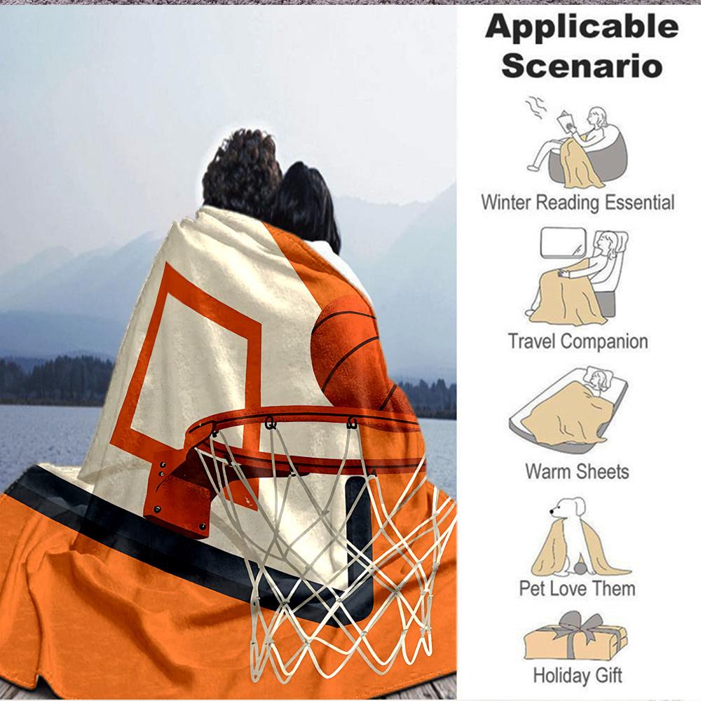 1pc Basketball Hoop Blanket, Lightweight Flannel Throw Blanket for Sofa, Bed, Travel, Camping, Living Room, Office, Couch067