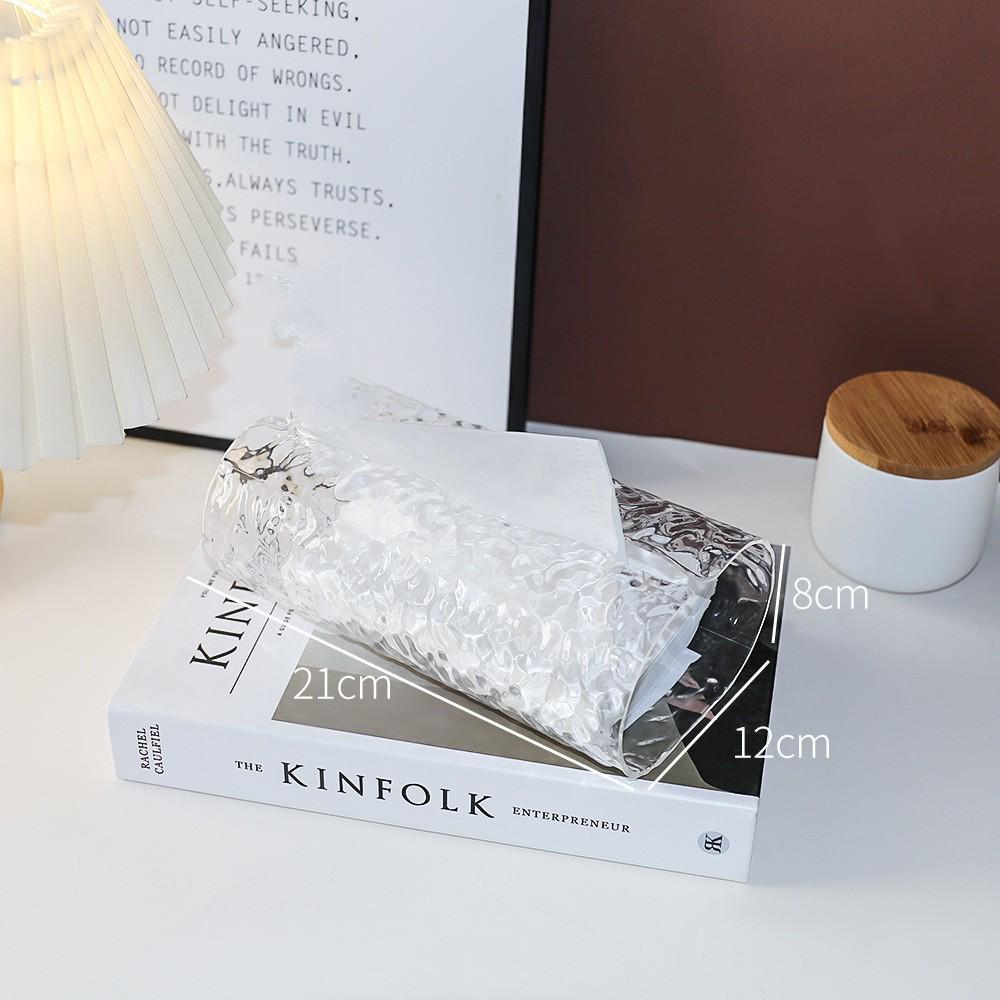 "Elegant Water Ripple Tissue Box – Transparent, Wall-Mountable Storage for Toilet Paper"